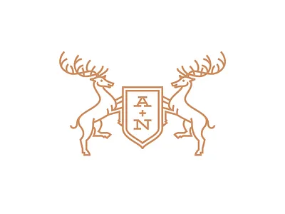 A+N Wedding Logo crest illustration line logo stag wedding
