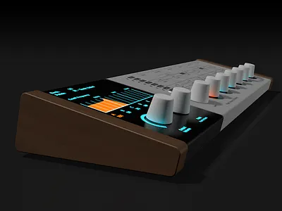 Pulse 3 Analog Syntheizer - Side View 3d c4d design hardware music rendering synth synthesizer ui