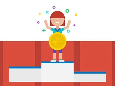 Race Winner celebrate character flat illustration medal race thanx