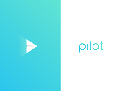 pilot custom typography gradient icon logo paper plane pilot play button simple