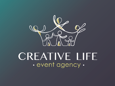 Creative Life company creative crown event life logo peoples silhouette