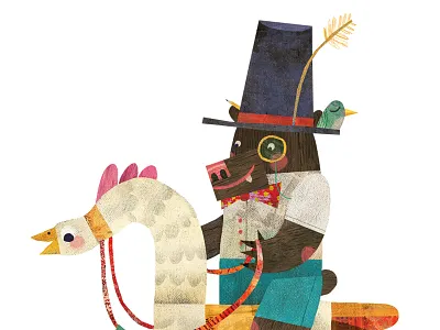 Animal Cart Promo illustration kids promotional postcard