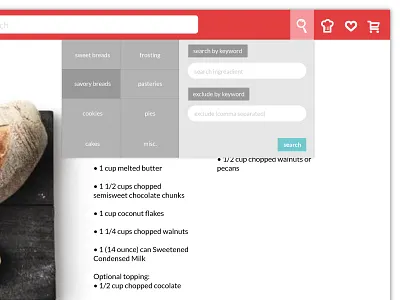 UI Design baking clean ingredients lists platform search seattle simple ui ui design