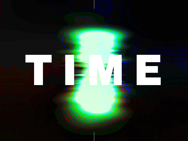 Space Time abstract glitch pixel type typography