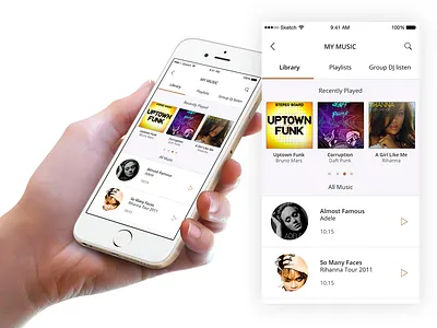 Minimalistic Music #2 flat design ios list ui music music player player playlist ui