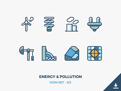 Energy & Pollution Icons Freebie earth eco energy environement environmental freebie icons outline pollute pollution renewable