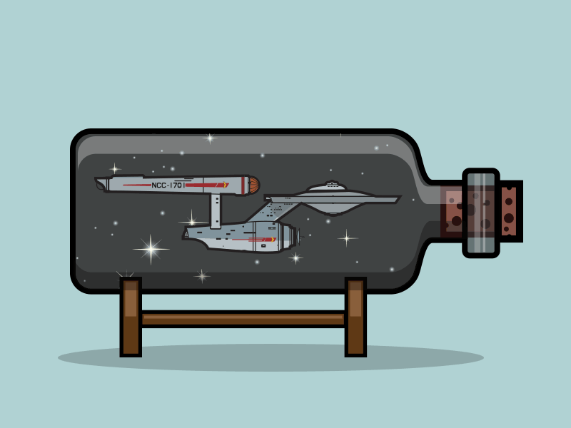 Going nowhere fast! animation bottle enterprise flat design ship space star trek stars
