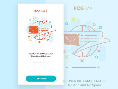 Pos Mail onboarding app flat design line illustration mail hosting onboarding ui design