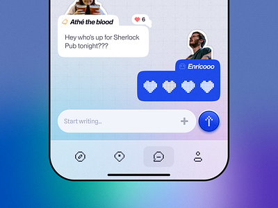 Fun Chat Mobile App 👾 app app design chat design dot friend friends gradients message message app messages messaging mobile pixel social ui