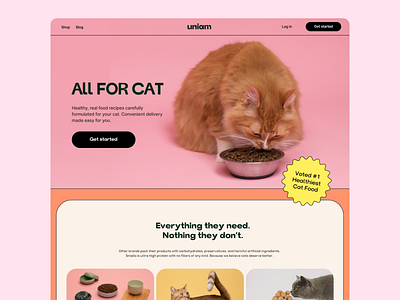 Modern Cat Food Website UI branding elements cat food clean layout conversion focused e commerce ui engaging ux high contrast minimal interface modern design online shopping organic feel pet nutrition pet website playful colors user friendly ux aesthetics ux design ux ui vibrant ui web design inspiration