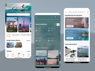 Travel Planning App Design app design bright mode design desitination mobile app personalized app planning travel travel guides trip booking ui ui design user experience user interface ux ux design uxui uxui design visually appealing weather data