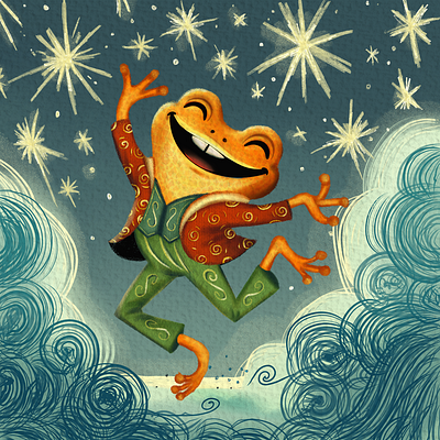 The Dancing Frog 2d animation book cartoon children digitalart drawing frog illustration texture