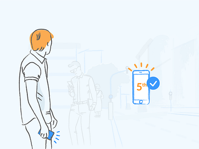 User engagement blue e mail illustration liquid mobile orange phone user engagement