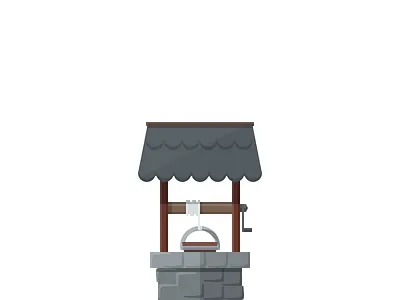 Well building flat illustration middle age well