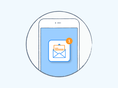 E-mail notification blue e mail illustration liquid mobile orange phone