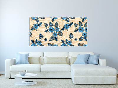 Painting blue draw flowers hawaii illustration mockup paint point break