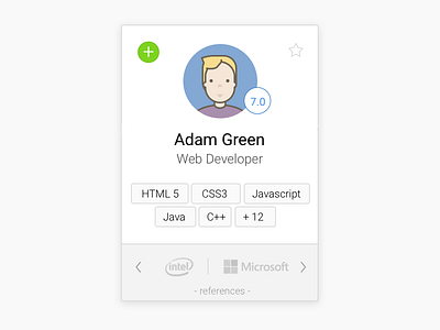 Candidate card developer job sketch ui cards web service