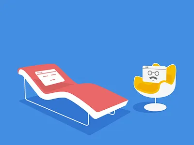 “It’s okay to admit your web presence needs help. It’s… o kay.” ad illustration rage click