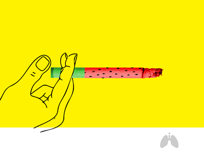 Refreshment cigarette hand image making refreshment smoking surrealism watermelon