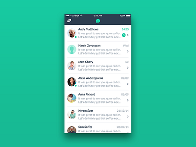 Chat Screen - App app chat contacts design ios list mobile sketch ui user interface