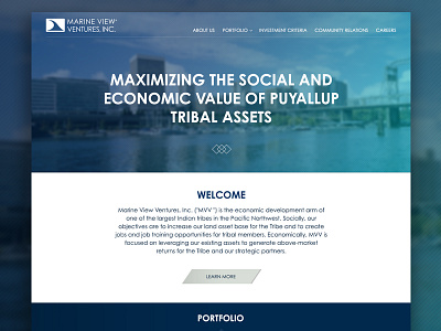 Marine View Ventures homepage native american tribe pacific northwest responsive web design webdesign website