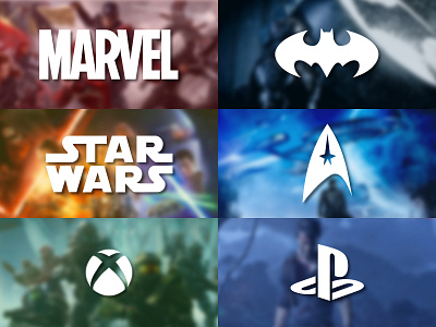 Brand Grid UI brands dc marvel playstation sketch startrek starwars ui xbox