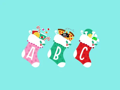 Alexa, Brandon & Chewy bones candy christmas cute dog illustration mistletoe pattern pizza ps4 stocking video games