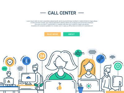 Call Center - Website Header Template banner business call center header illustration line support template webdesign website