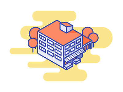 Isometric Office architecture building flat illustration isometric