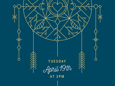 Dream Catcher Poster blue dream dream catcher event forest heart illustration leaves midsummer nights eve moon poster stars
