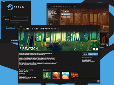 Steam Redesign firewatch gaming interface sketch steam ui uiux