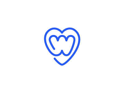 W <3 brand heart line logo love symbol titorama w