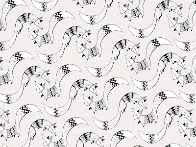 Foxes - Repeat animals fox hand drawn pastels pattern repeat pattern