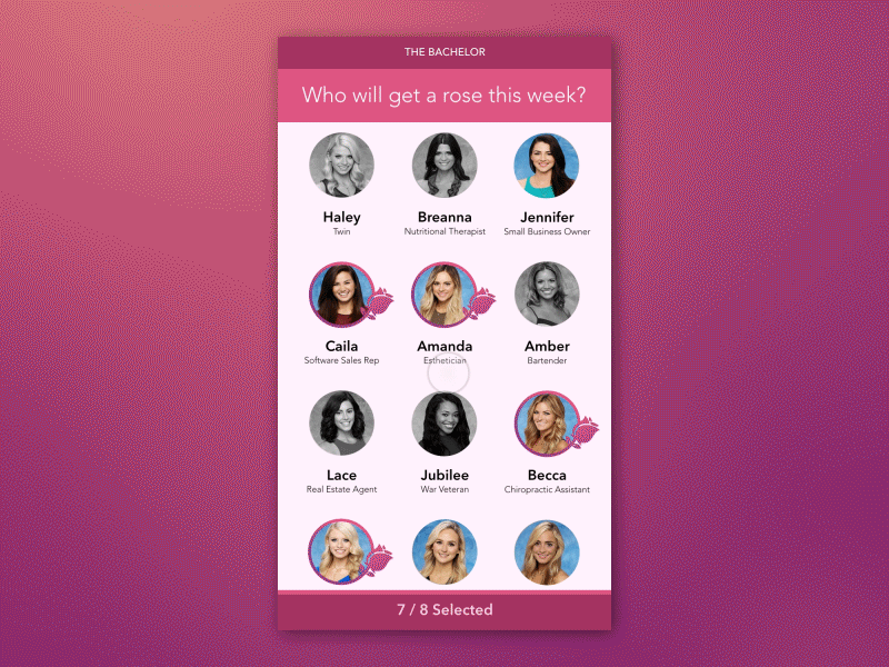 Bachelor Bracket Picks interaction principle for mac select tap the bachelor ui ux