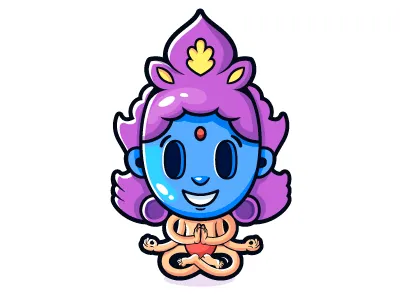 Shiva Mask cartoon illustration indian shiva sticker