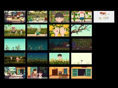 V Ụ T Ế T animated chrysanthemums daisy animation asean boy child country frame glowing studio illustration storyboard style frame vietnam