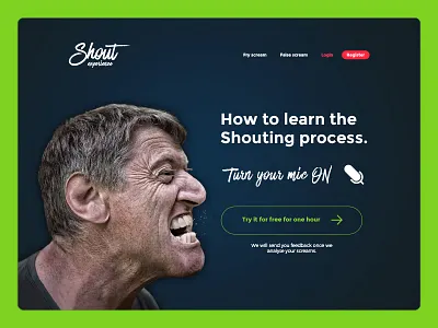Above the fold #dailyui #003 above the fold crazy shouts landing page