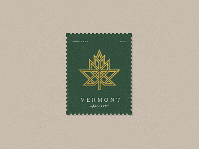 Vermont Forever illustration maple leaf stamp texture