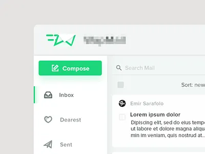 Sneak peek of email app app desktop materialdesign e mail forms uiux green icon inbox flat gui mail 2017 pantones color ui mac compose ux web client