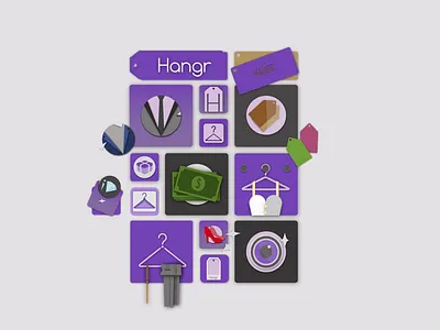 Fashion flat-icons | Hangr Fashion App business dress fashion flat flat icons hanger icons logo price tag purple retail