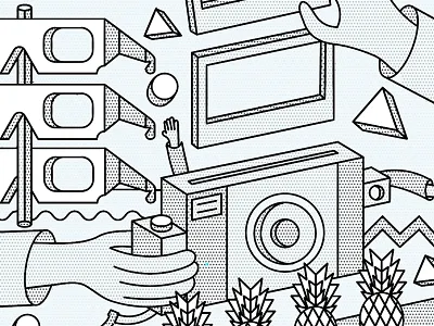 Making a Photo dots illustration instax lines photo thick lines