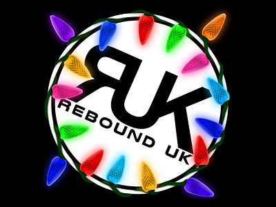 Rebound UK logo. Festive edit christmas lights logo