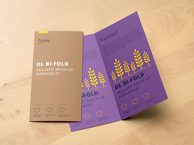 DL Bi-Fold Brochure Mockup bifold brochure brochure mockup dl dl bifold flyer foil folded glossy gold logo mock up