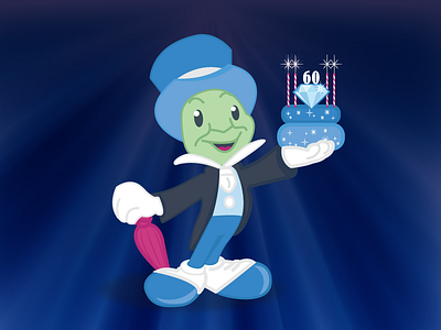 Disneyland 60th Anniversary 60th anniversary celebration disney disneyland illustration jiminy cricket