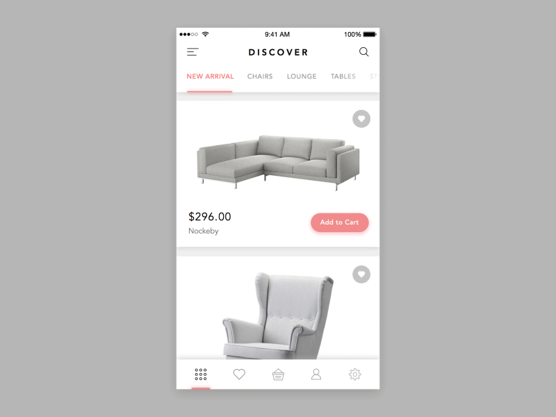 Furniture Shop App animation app furniture gif ios motion shop sidebar ui ux