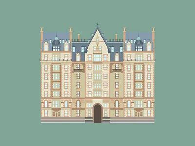 The Dakota apartment architecture building celebrity famous haunted house illustration new york vector