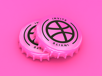 I have two invites! 3d cap dribbble dribbbler invitation invite pink