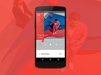 Daily UI Challenge #9 Music Player breakbot challenge dailyui material design materialdesign minimalistic music music player red ui challenge