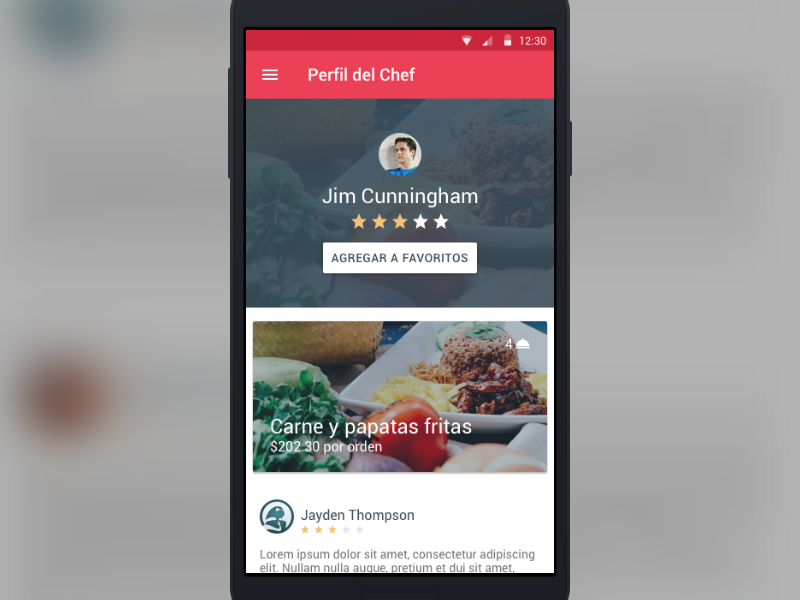 Chef Profile android app food made with invision material design