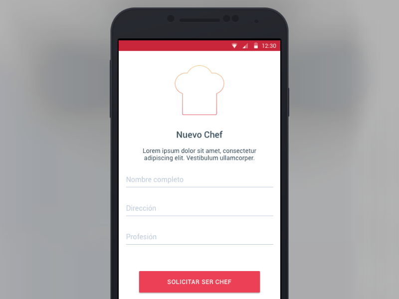 New Chef android app food made with invision material design